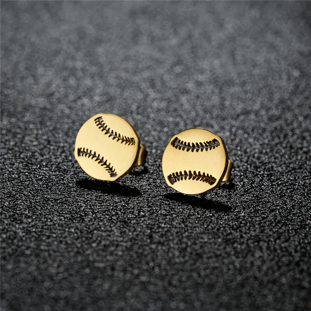 Gold Baseball Earrings