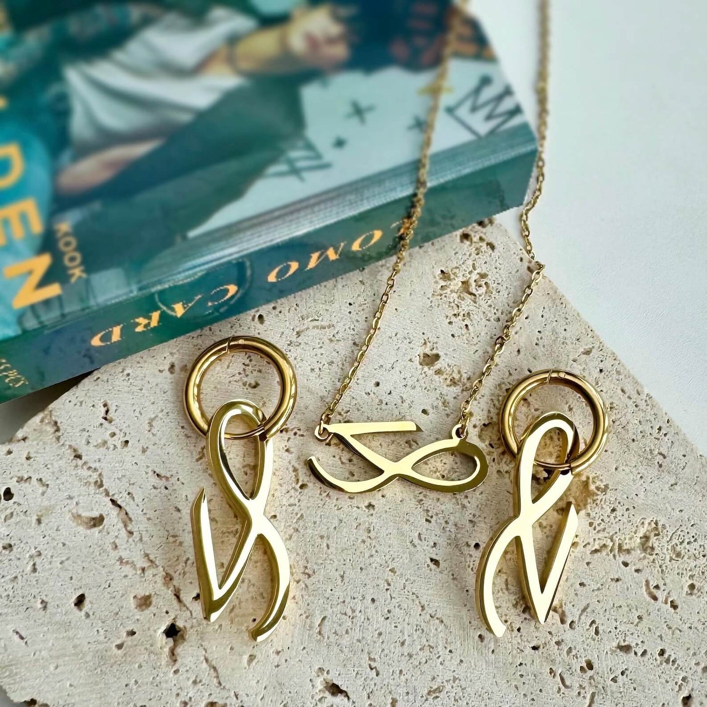 JK Golden Earrings & Necklace