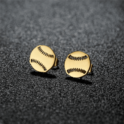 Gold Baseball Earrings