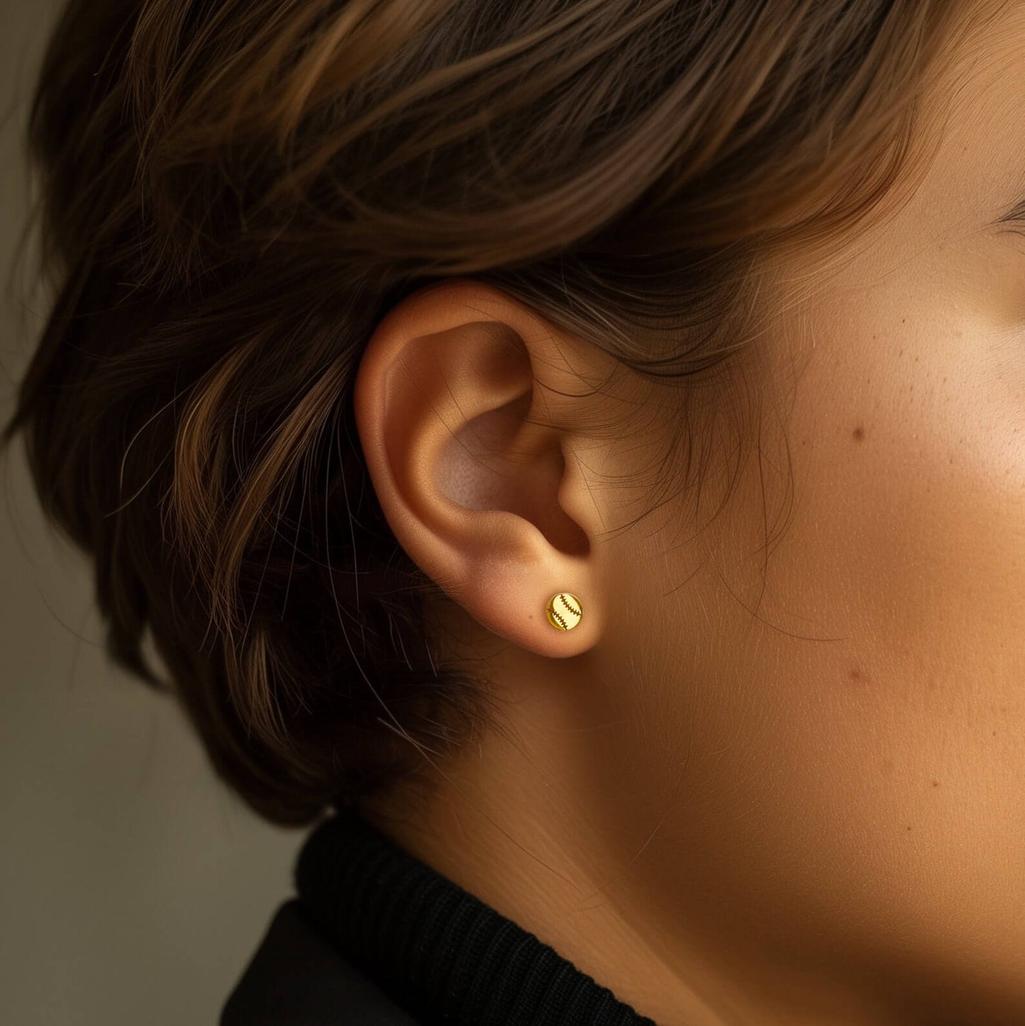 Gold Baseball Earrings